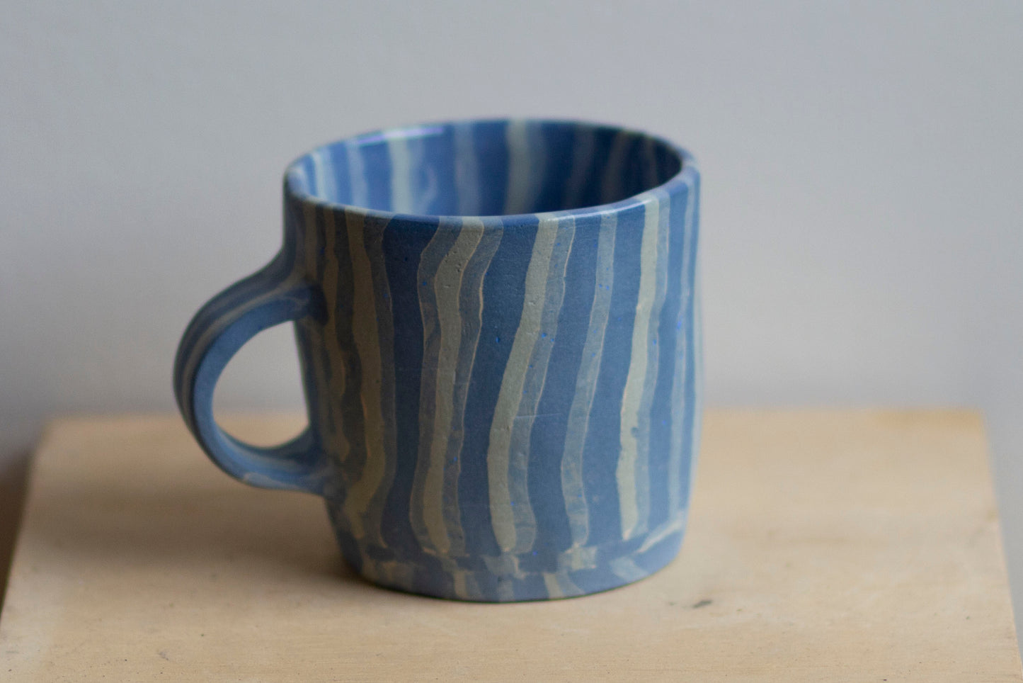 blue striped mug
