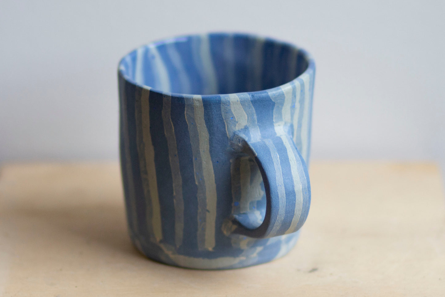 blue striped mug
