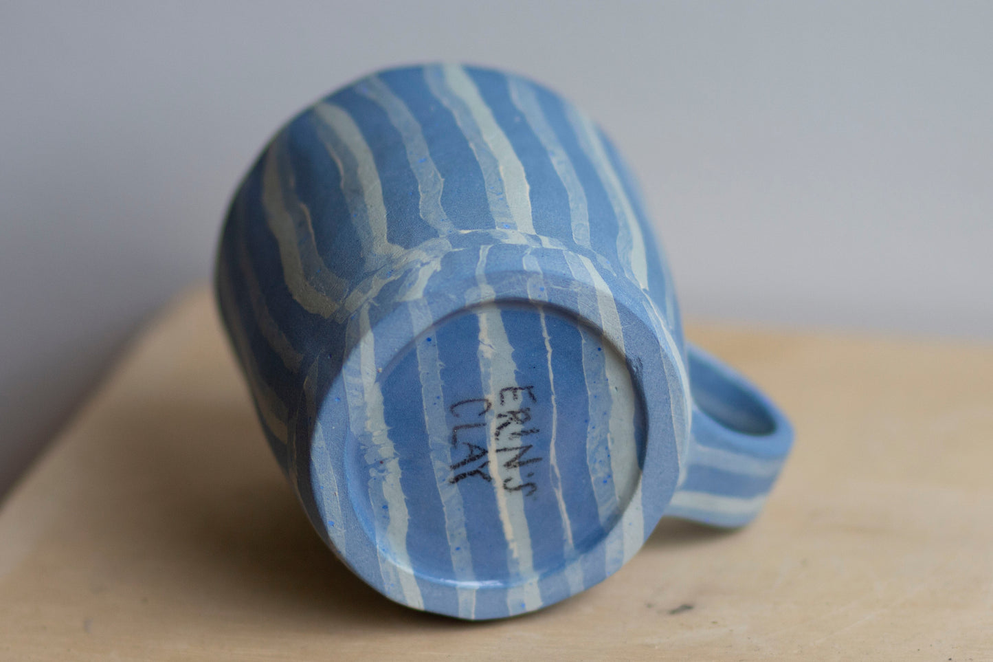 blue striped mug