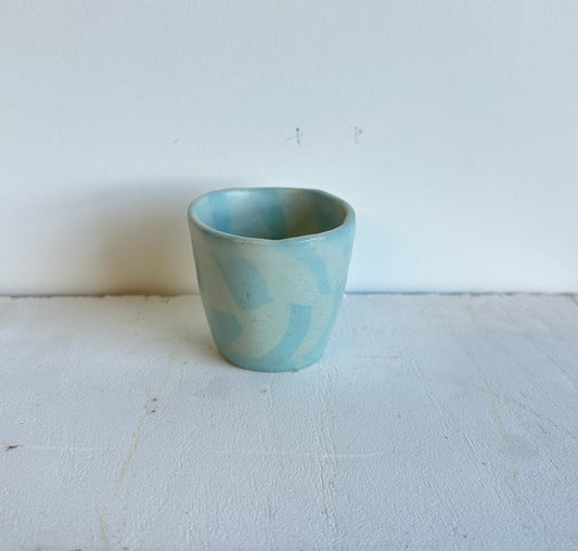 tiny blue checkered cup