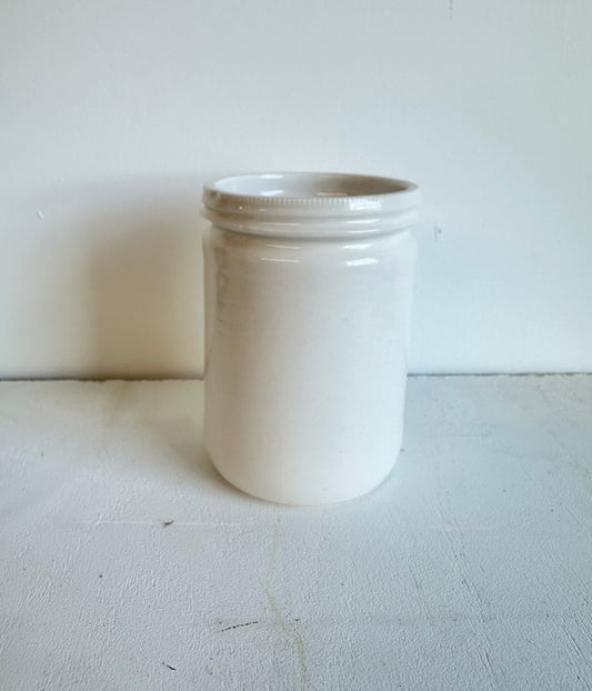 glossy white jar shaped cup