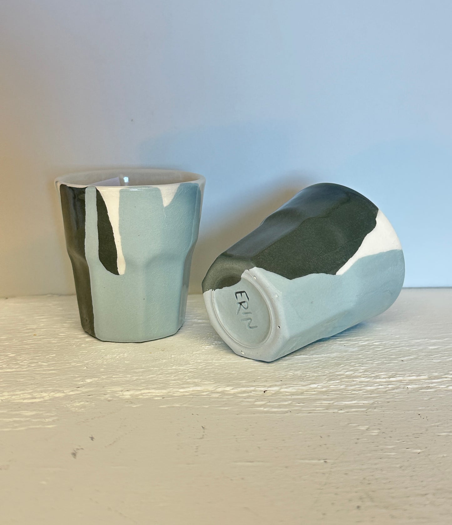 small cup in lavender and sage