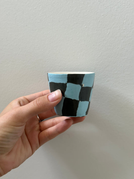 tiny sage grey and robins egg checks